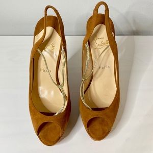 Christian Louboutin Suede Peep-Toe Slingback Pumps